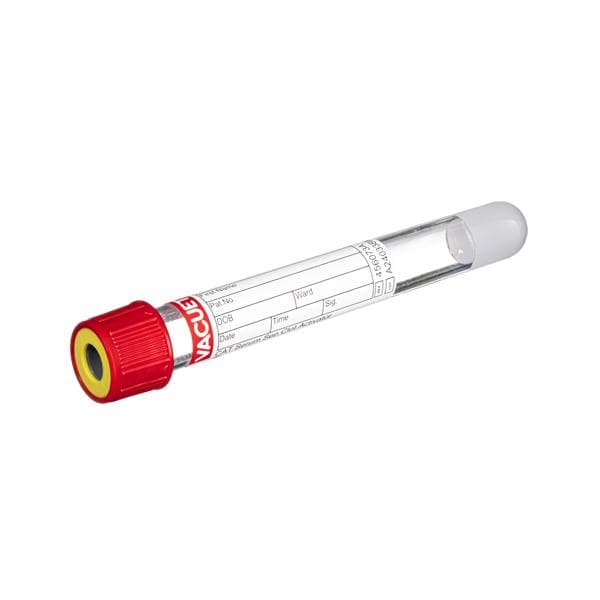 Vacuette Blood Collection Tube Yellow/Red 5mL Pull Cap 50/Bx, 24 BX/CA