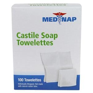 Med-Nap Castile Soap Wipes 5x7" 100/Bx