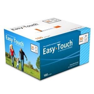 EasyTouch Insulin Syringe/Needle 30gx1/2" 0.3cc Blue _ Reduced Dead Space 100/Bx