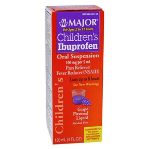 Ibuprofen Children Oral Suspension 100mg/5mL Grape 4oz Bottle 4oz/Bt