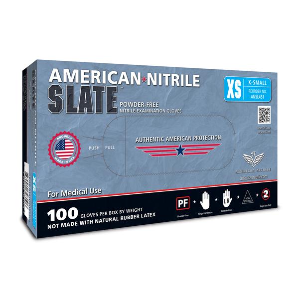 Slate Nitrile Exam Gloves Small Standard Blue/Gray Non-Sterile, 10 BX/CA