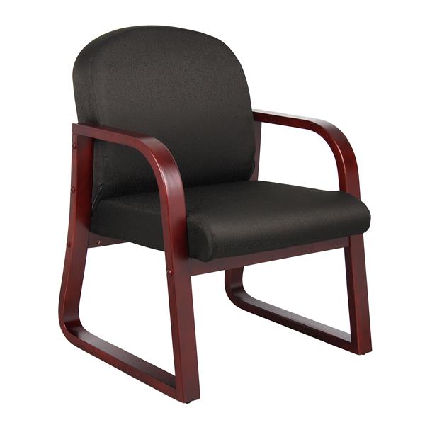 Guest Chair Black/Mahogany Fabric 275lb Capacity Ea