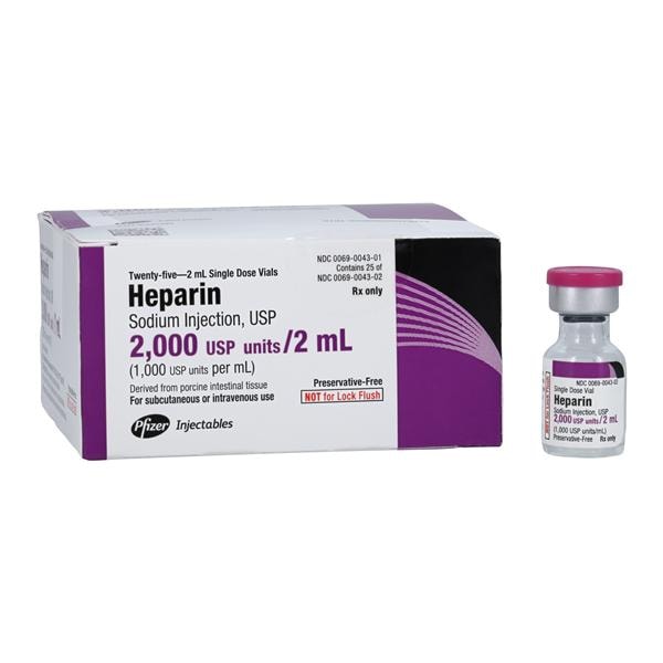 Heparin Sodium (Pork) Injection 1mu/mL SDV 2mL 25/Package