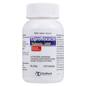 Ciprofloxacin HCl Tablets 500mg Bottle 100/Bottle Each