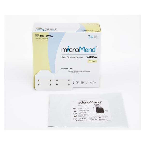 MicroMend Wound Closure Device Wound Clip Stainless Steel 38x28mm Clear 12Pk/Bx