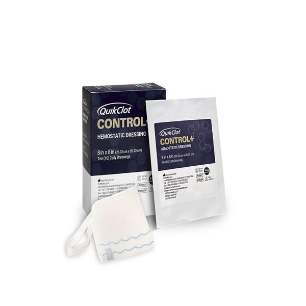 QuickClot Control+ NWvn Kln Imprgnt Hemostatic Dressing 8x8 Strl XRy Dtctbl