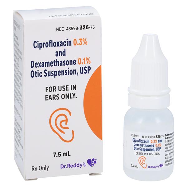 Ciprofloxacin Dexamethasone Otic Suspension 0.3/0.1% Bottle 7.5mL Each