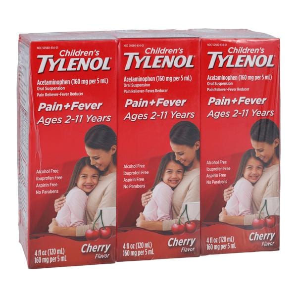 Tylenol Children's Liquid Suspension 160mg/5mL Cherry 4oz 3/Pk