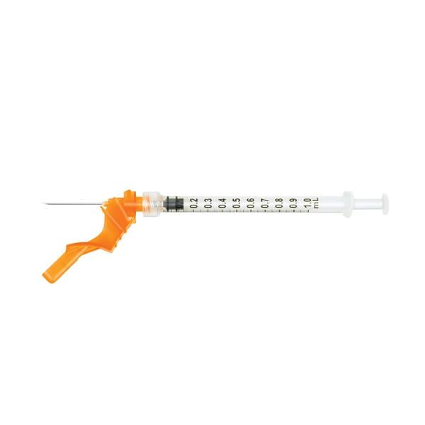 Hypodermic Syringe/Needle Combo 25gx1" 1cc Safety Device Low Dead Space 100/Bx, 12 BX/CA