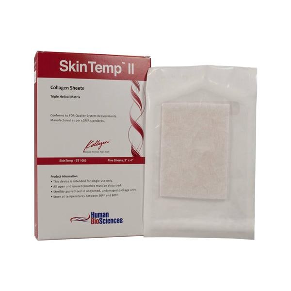 Skin Temp 100% Bovine Native Collagen Sheet Dressing 3x4" Sterile