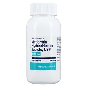 Metformin HCl Tablets 1000mg Bottle 100/Bottle Each