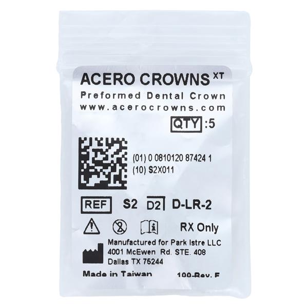 ACERO Stainless Steel Crowns 2 1st Primary Lower Right Molar 5/Pk 5/Pk