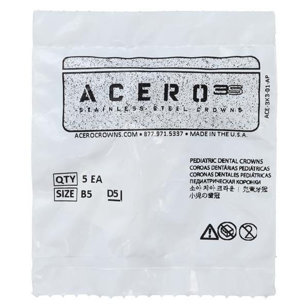 ACERO Stainless Steel Crowns 5 1st Primary Upper Right Molar 5/Pk 5/Pk