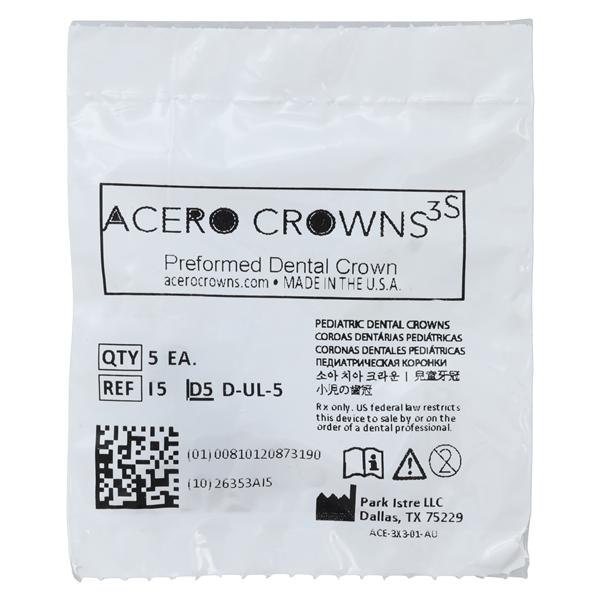 ACERO Stainless Steel Crowns 5 1st Primary Upper Left Molar 5/Pk 5/Pk