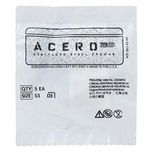 ACERO Stainless Steel Crowns 3 1st Primary Lower Right Molar 5/Pk 5/Pk