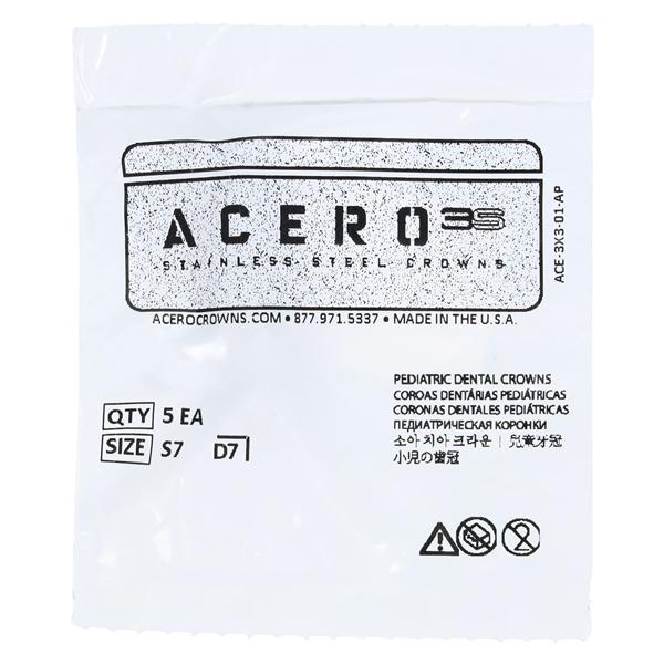 ACERO Stainless Steel Crowns 7 1st Primary Lower Right Molar 5/Pk 5/Pk