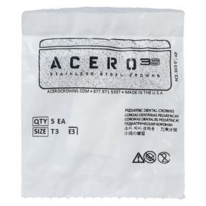 ACERO Stainless Steel Crowns 3 2nd Primary Lower Right Molar 5/Pk 5/Pk