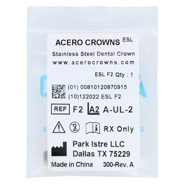 ACERO Stainless Steel Crowns Size 2 Primary Upper Left Central 1/Bag Ea