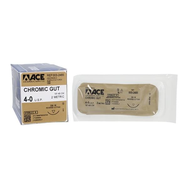 Suture 4-0 18" Chromic Gut DS-18 12/Bx