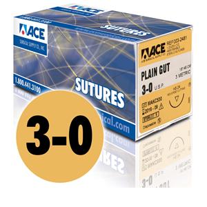 Suture 3-0 18" Plain Gut DS-18 12/Bx