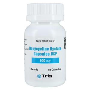 Doxycycline Hyclate Capsules 100mg Bottle 50/Bottle Each