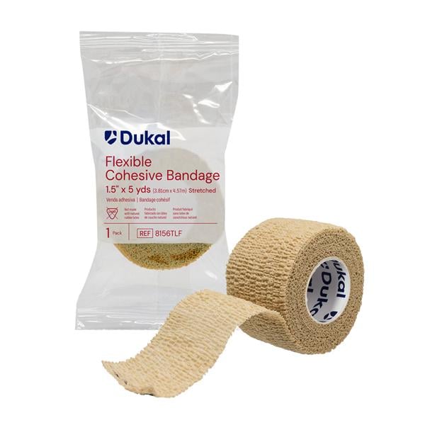 Dukal Cohesive Bandage Elastic/Non-Woven 1.5"x5yd Tan Non-Sterile 48/Bx