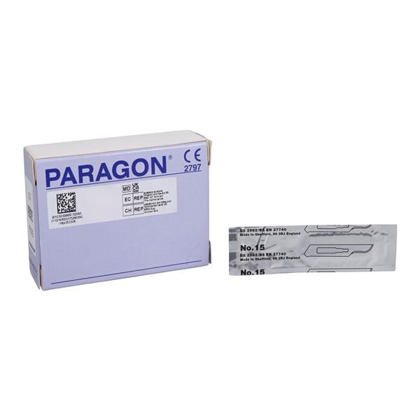 Paragon Carbon Steel Sterile Surgical Scalpel Blade #15 Disposable 100/Bx