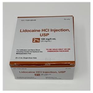 Lidocaine HCl Injection 2% SDV 5mL 25/Package