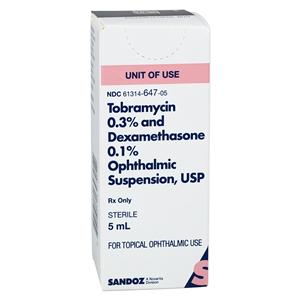 Tobramycin Dexamethasone Ophthalmic Solution 0.3/0.1% Bottle 5mL Each