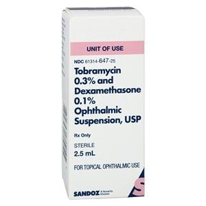 Tobramycin Dexamethasone Ophthalmic Solution 0.3/0.1% Bottle 2.5mL Each