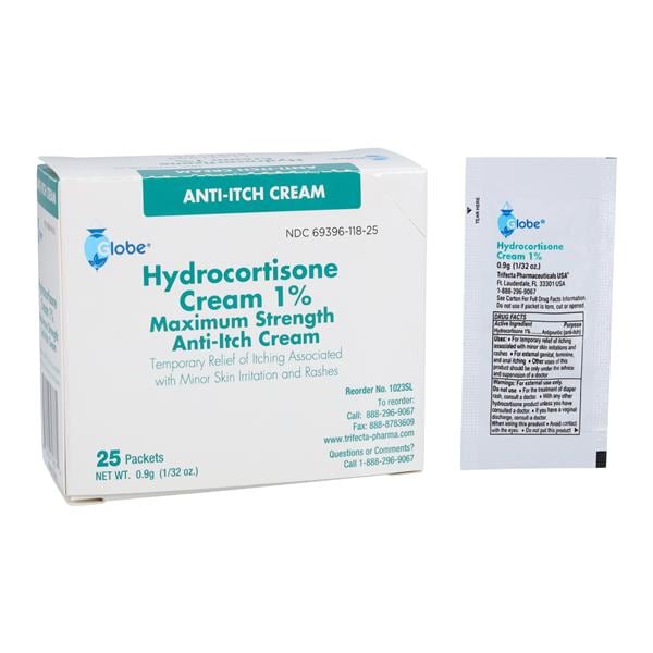 Hydrocortisone OTC 1% 0.9gm Foil Pack 25/Pk