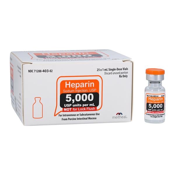 Heparin Sodium (Pork) Injection 5mu/mL SDV 1mL 25/Pk