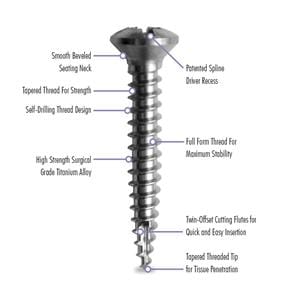 truSCREW Bone Screw 3 mm Head 2 mm/13.5 mm 5/Pk