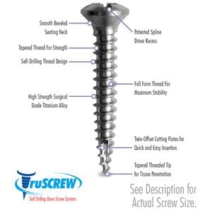 truSCREW Bone Screw 3 mm Head 2 mm/12 mm 5/Pk