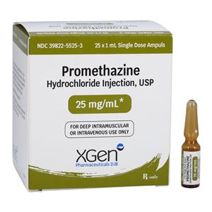 Promethazine HCl Injection 25mg/mL Ampule 1mL 25/Pk