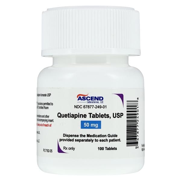 Quetiapine Fumarate Tablets 50mg Bottle 100/Bottle Each