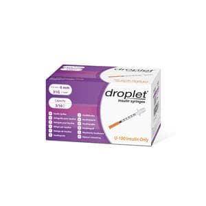 Droplet Insulin Syringe 31gx6mm 0.3mL Protective Cap Low Dead Space 500/Ca