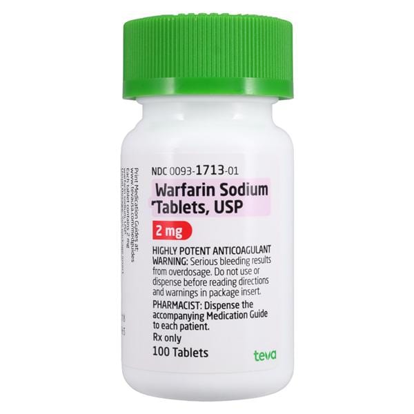 Warfarin Sodium Tablets 2mg Bottle 100/Bottle Each