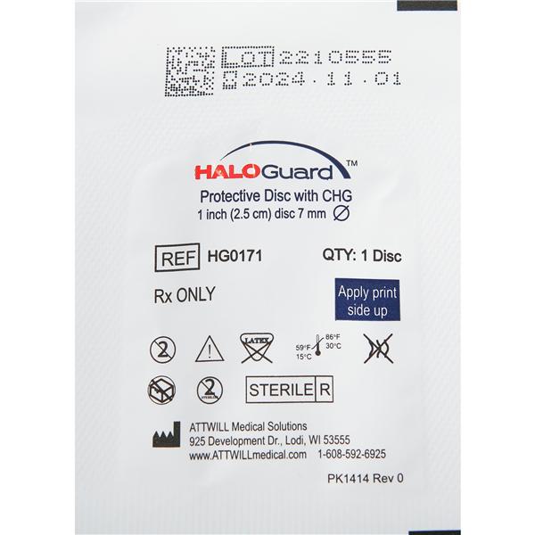 HALOGuard Foam IV Dressing 1" Sterile Disc Adhesive Highly Absorbent