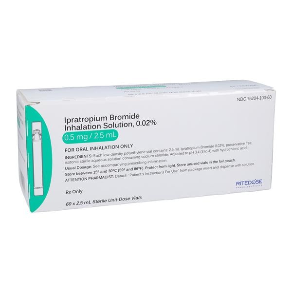 Ipratropium Bromide Inhalation Solution 0.02% Pack 2.5mL 60/Pk, 12 PK/CA