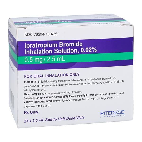 Ipratropium Bromide Inhalation Solution 0.02% Pack 2.5mL 25/Pk, 48 PK/CA