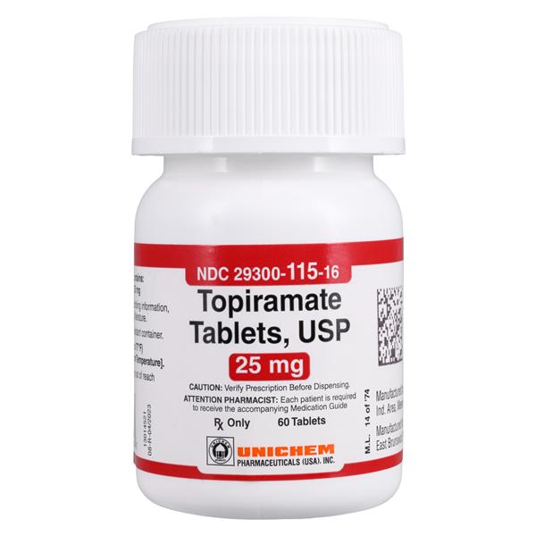 Topiramate Tablets 25mg Bottle 60/Bt, 15 EA/BX