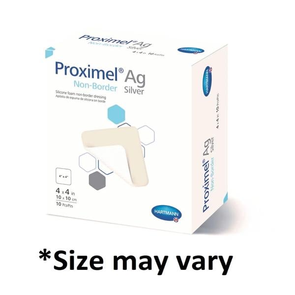 Proximel Ag Silicone Foam Non-Border Dressing 8x8" Sterile Square Adhs Wht/Tn