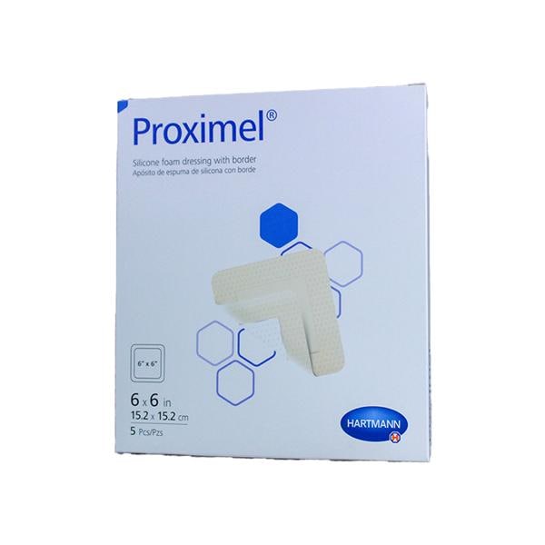 Proximel Silicone Foam Border Dressing 6x6" Sterile Square Adhesive White/Tan