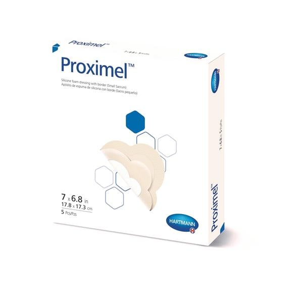 Proximel Silicone Foam Border Dressing 7x6.8" Sterile Sacrum Adhesive White/Tan