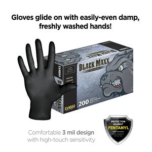 Black Maxx Thin Nitrile Exam Gloves Small Standard Black Non-Sterile