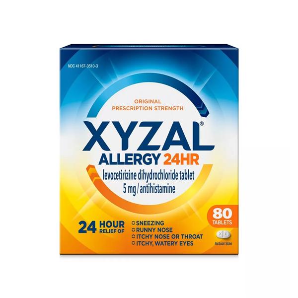 Xyzal 24hr Allergy Relief 5mg Bottle 80/Bt, 24 BT/CA