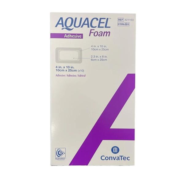 Aquacel Foam Wound Dressing 4x10" Sterile Rectangle Silicone Adhesive Absorbent