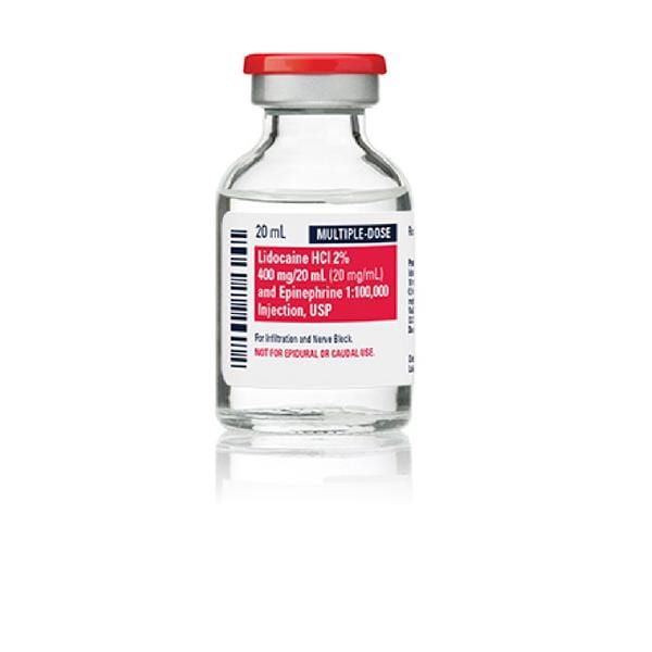 Lidocaine w/Epinephrine Injection 2% 1:100M MDV 20mL 10/Package