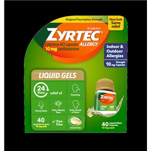 Zyrtec Allergy Oral Liquid Gel Capsules 10mg 40/Bt, 24 BT/CA